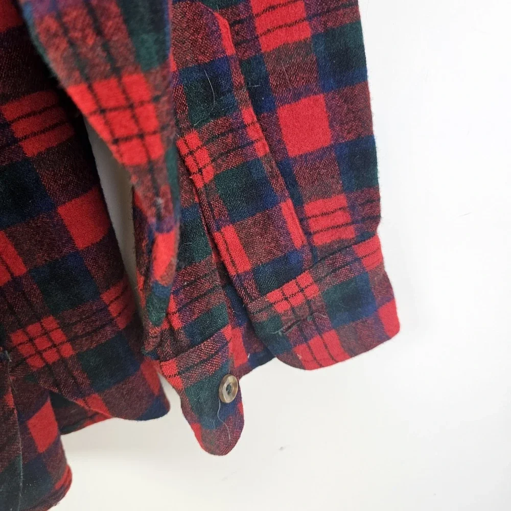 Pendleton Red Plaid Macduff Tartan‎ WOOL Flannel Shirt XL Mens Button Front LS